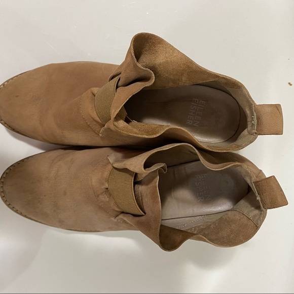 Eileen Fisher SOUL TUMBLED NUBUCK BOOTIE Leather Tan Size 6 - Picture 4 of 8